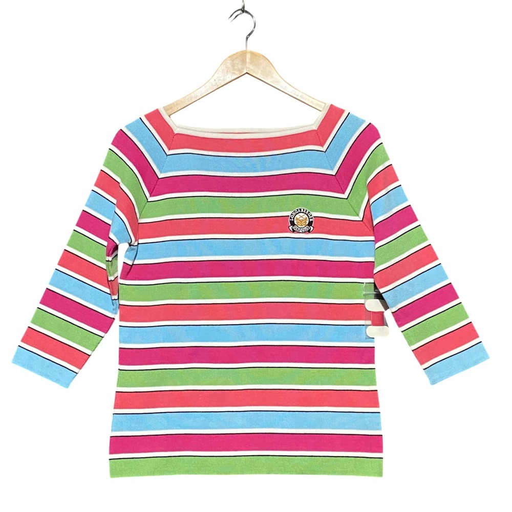 NWT Fairway & Greene Longaberger Golf Club Striped Shirt Womens Large 3/4 Sleeve